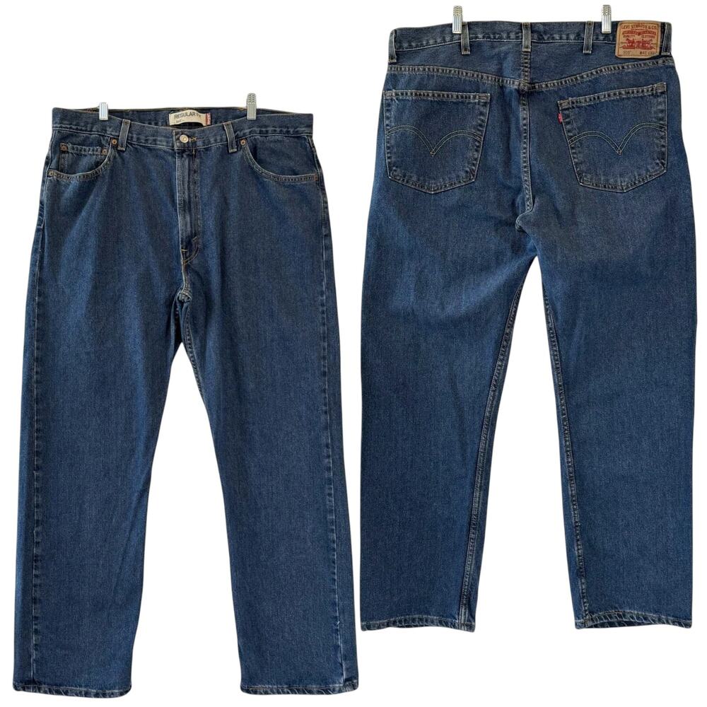 Levi’s 505 Regular Straight Jeans 42x32 Dark Stonewash Cotton Denim Workwear